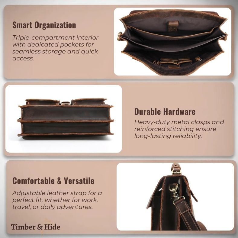 Hnedá kožená taška cez rameno | COLMAR